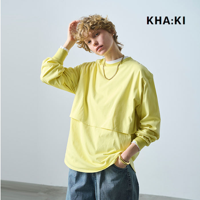 kha:ki カーキ コットン レイヤード 長袖 プルオーバー “LAYRED