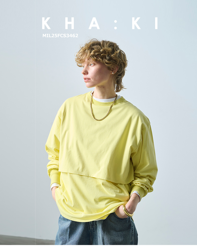 kha:ki(カーキ)コットンレイヤード長袖プルオーバー“LAYREDTOP”mil25fcs3462