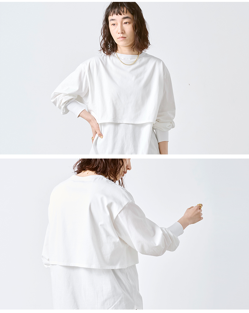 kha:ki カーキ コットン レイヤード 長袖 プルオーバー “LAYRED