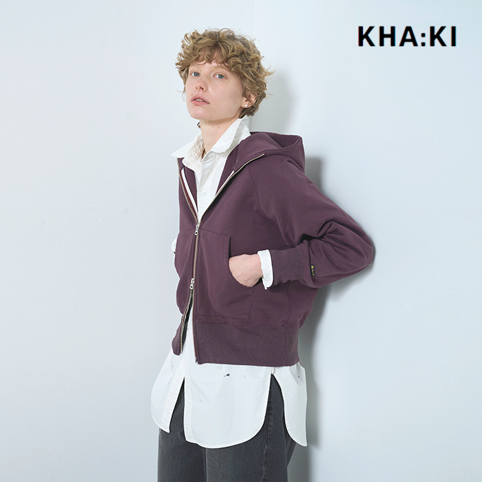 kha:ki(カーキ)ハイゲージ裏毛ジップアップスウェットパーカー“ZIPUPHOODIE”mil25fcs3465