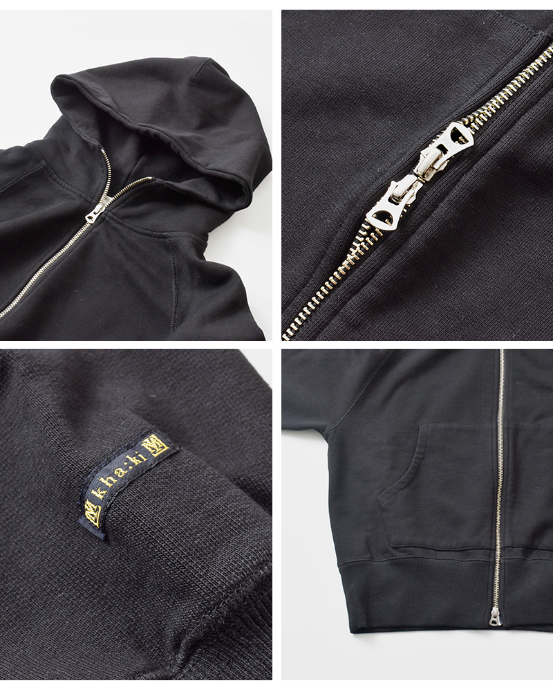 kha:ki(カーキ)ハイゲージ裏毛ジップアップスウェットパーカー“ZIPUPHOODIE”mil25fcs3465