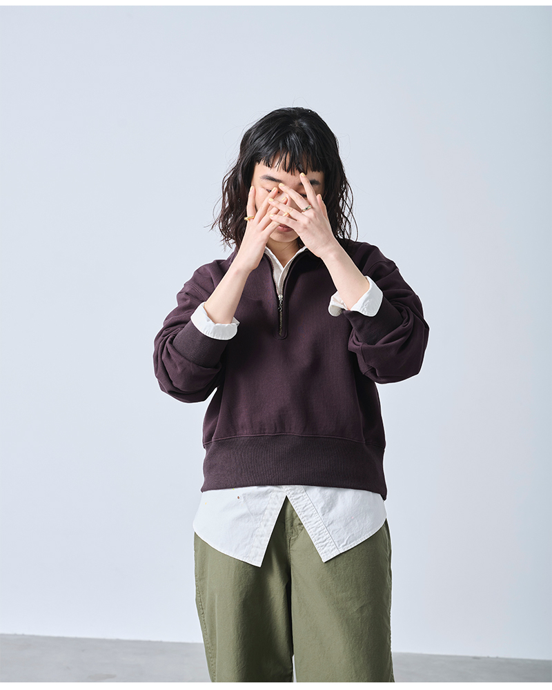 kha:ki(カーキ)ハーフジップスウェットシャツ“HALFZIPSWEATSHIRTS”mil25fcs3466