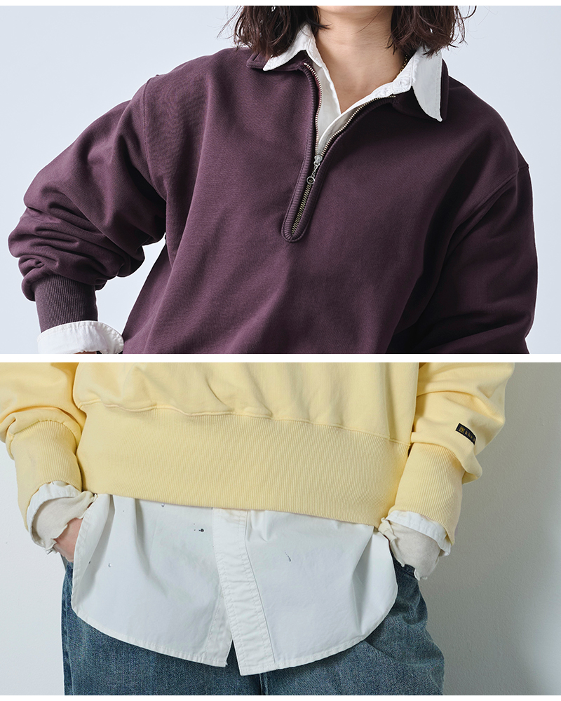 kha:ki(カーキ)ハーフジップスウェットシャツ“HALFZIPSWEATSHIRTS”mil25fcs3466