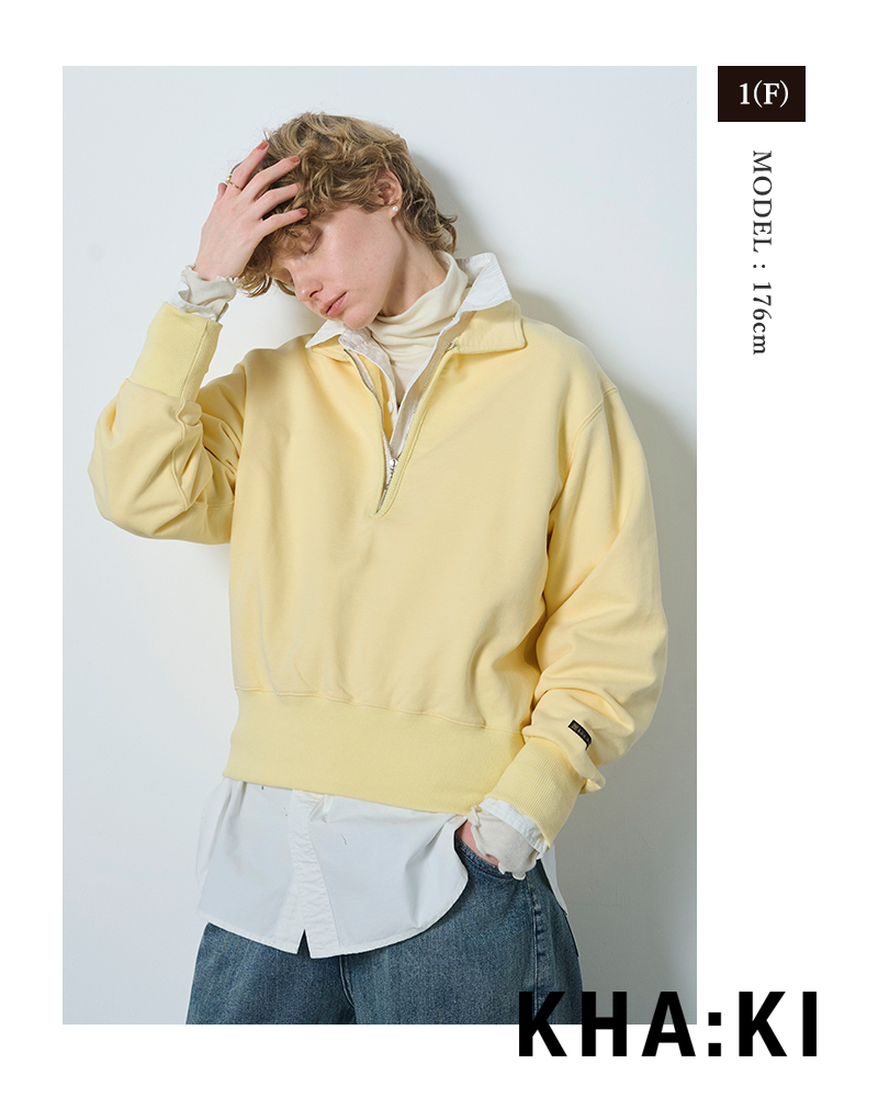 kha:ki(カーキ)ハーフジップスウェットシャツ“HALFZIPSWEATSHIRTS”mil25fcs3466