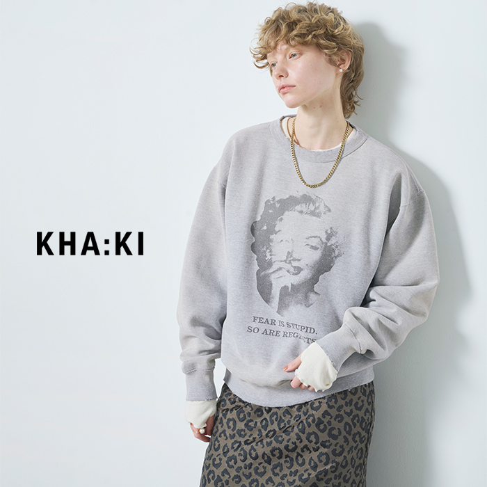 kha:ki(カーキ)プリントダメージスウェットシャツ“DAMAGESWEATSHIRTMyMUSE”mil25fcs3470