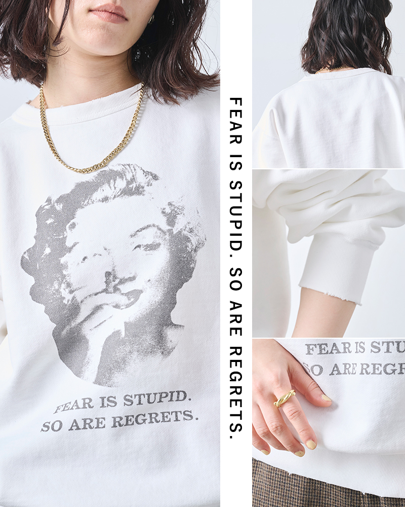 kha:ki(カーキ)プリントダメージスウェットシャツ“DAMAGESWEATSHIRTMyMUSE”mil25fcs3470