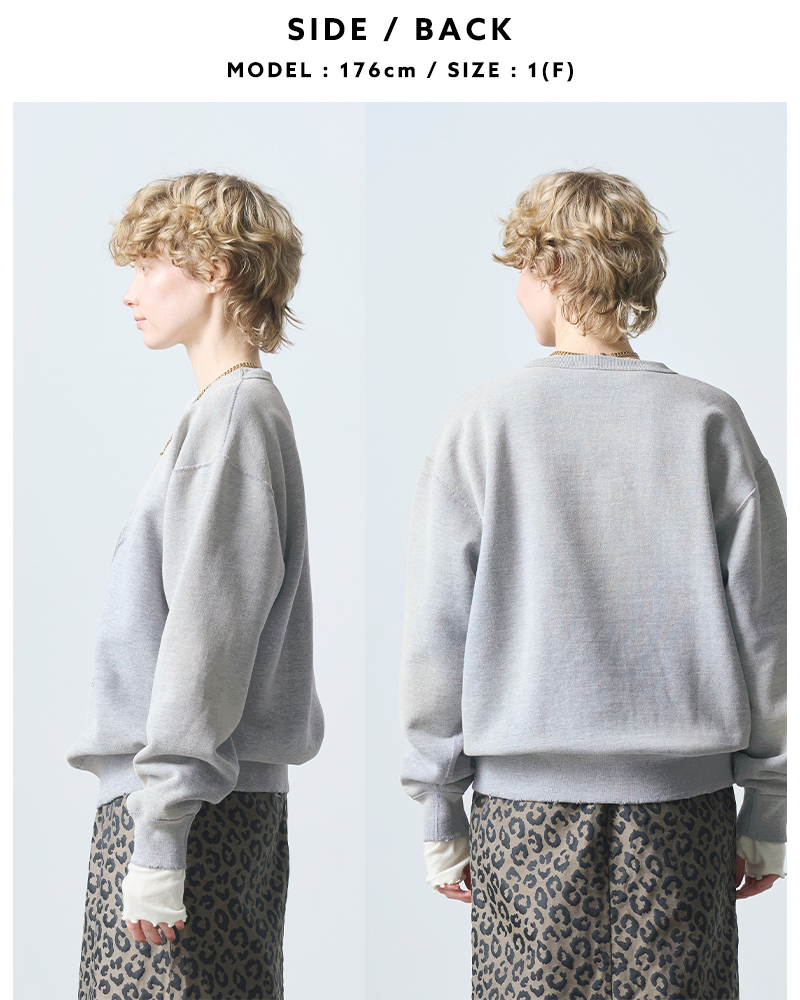 kha:ki(カーキ)プリントダメージスウェットシャツ“DAMAGESWEATSHIRTMyMUSE”mil25fcs3470