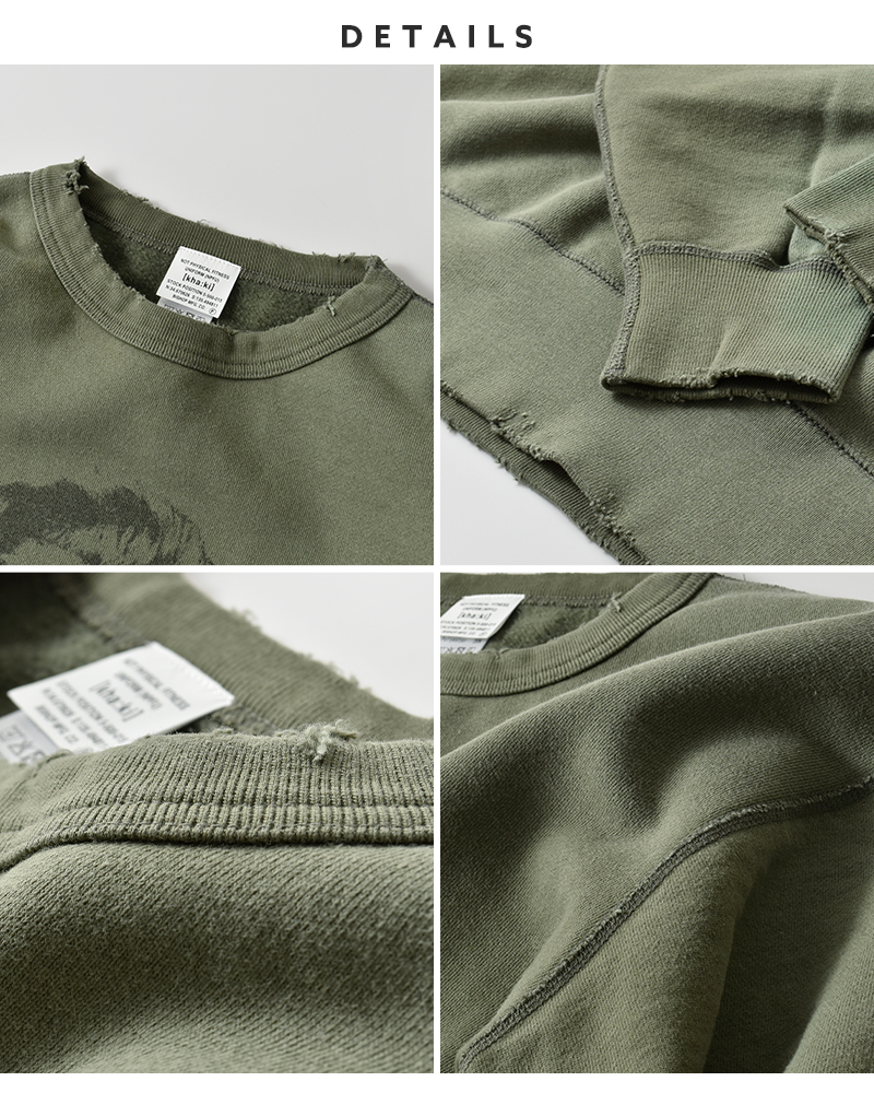 kha:ki(カーキ)プリントダメージスウェットシャツ“DAMAGESWEATSHIRTMyMUSE”mil25fcs3470