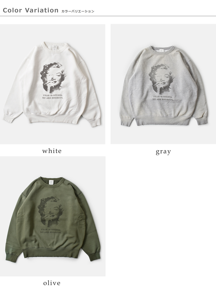 kha:ki(カーキ)プリントダメージスウェットシャツ“DAMAGESWEATSHIRTMyMUSE”mil25fcs3470