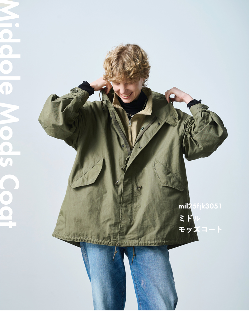 kha:ki(カーキ)Aラインミドルモッズコート“NEWTYPE-51PARKA”mil25fjk3051