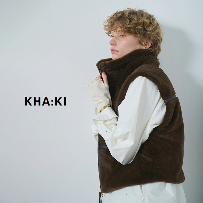 kha:ki カーキ スタンド カラー エコファー ベスト “STAND