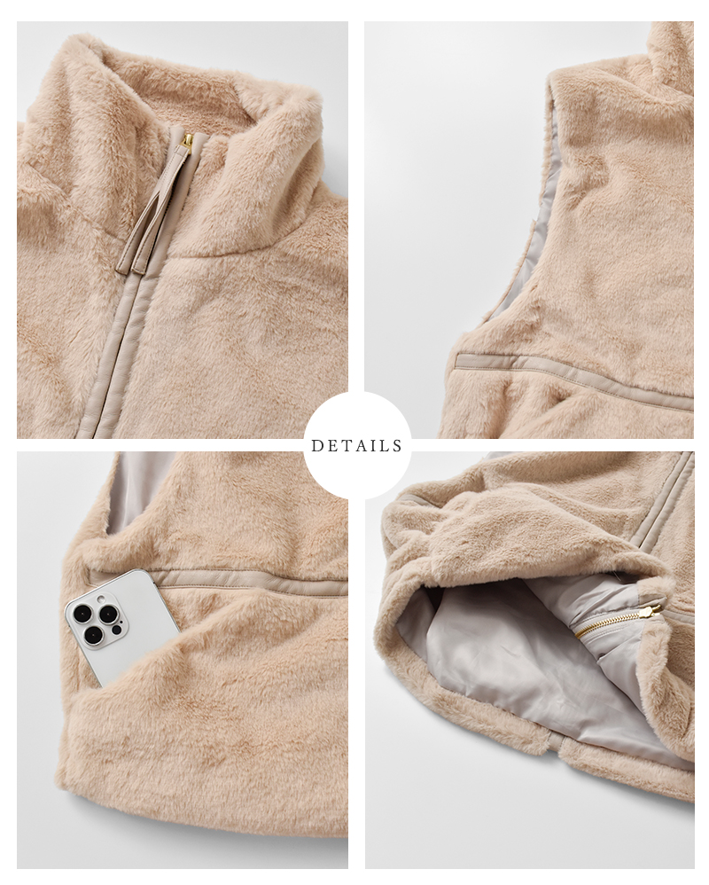 kha:ki(カーキ)スタンドカラーエコファーベスト“STANDCOLLARFURVEST”mil25fjk3228