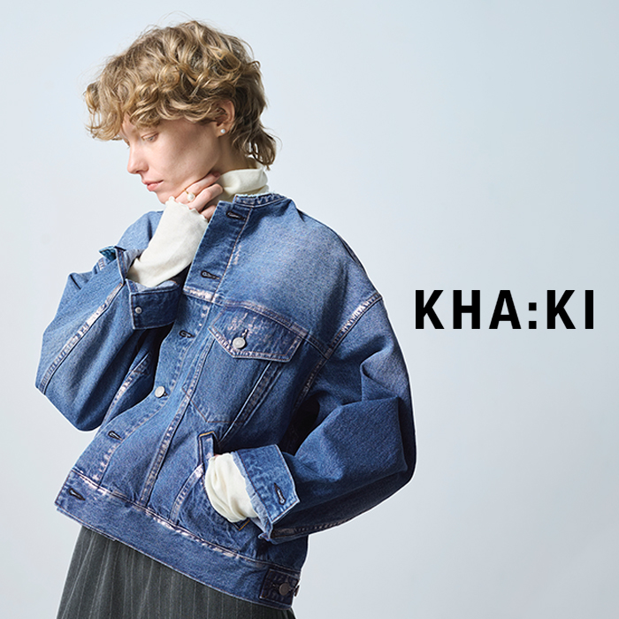 kha:ki(カーキ)デニム箔プリントジャケット“FOILPRINTDENIMJKT”mil25fjk3236