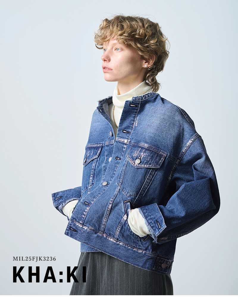 kha:ki(カーキ)デニム箔プリントジャケット“FOILPRINTDENIMJKT”mil25fjk3236