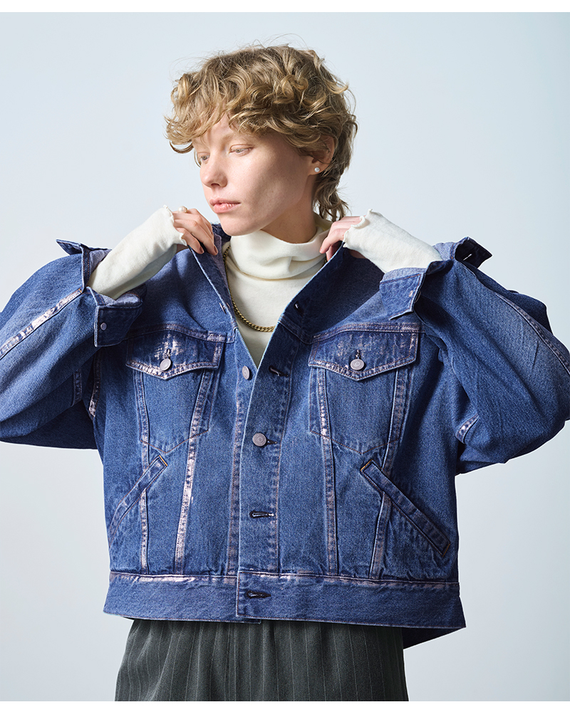 kha:ki(カーキ)デニム箔プリントジャケット“FOILPRINTDENIMJKT”mil25fjk3236