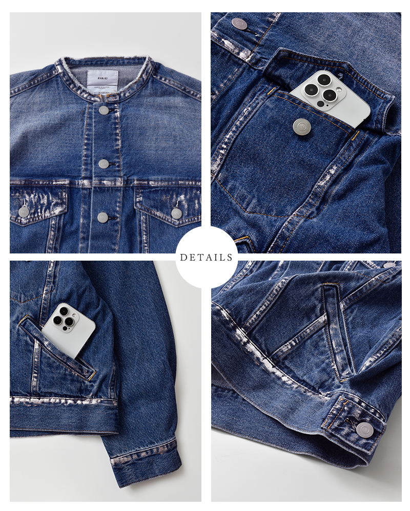 kha:ki(カーキ)デニム箔プリントジャケット“FOILPRINTDENIMJKT”mil25fjk3236