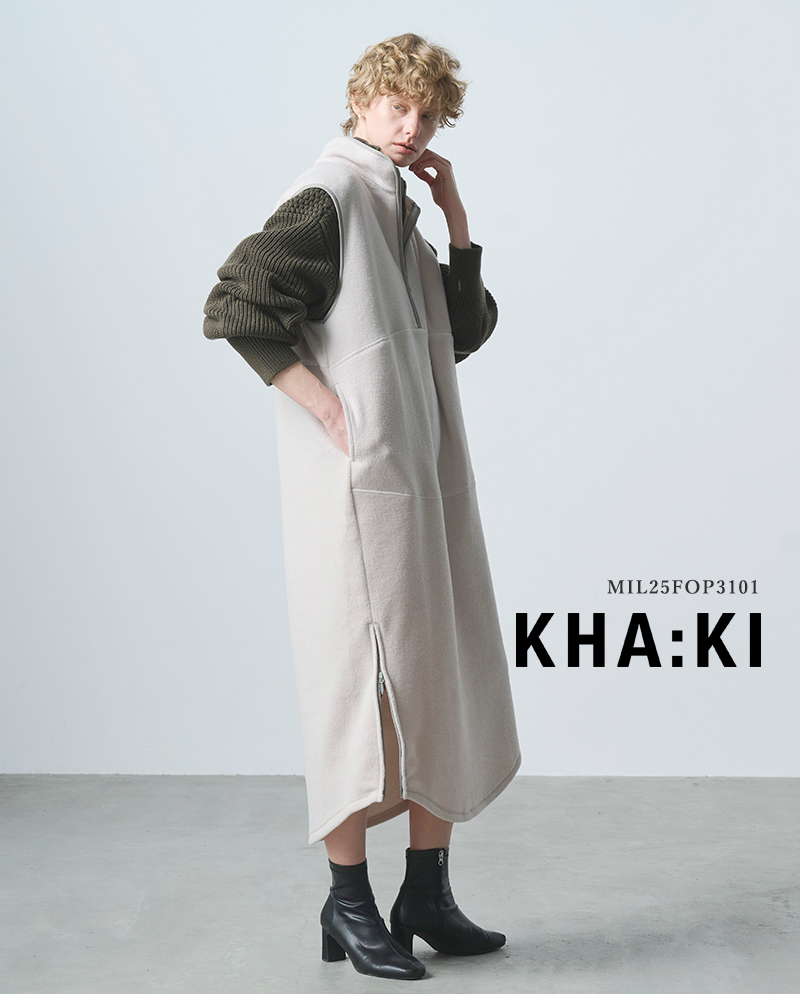 kha:ki(カーキ)サイドジップフリースワンピース“SIDEZIPFLEECEDRESS”mil25fop3101