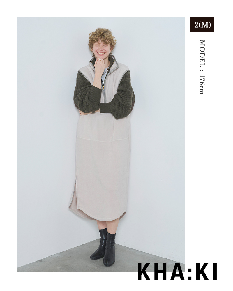 kha:ki(カーキ)サイドジップフリースワンピース“SIDEZIPFLEECEDRESS”mil25fop3101