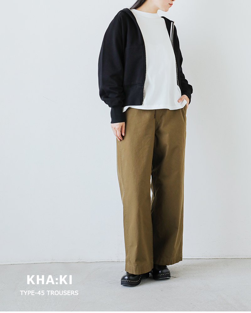 kha:ki(カーキ)コットンバックツイルミリタリートラウザーパンツ“TYPE-45TROUSERS”mil25fpt3236
