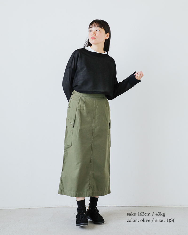 kha:ki(カーキ)コットンバックツイルミリタリーカーゴスカート“CARGOSKIRT”mil25fsk3100