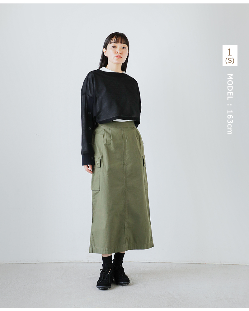 kha:ki(カーキ)コットンバックツイルミリタリーカーゴスカート“CARGOSKIRT”mil25fsk3100