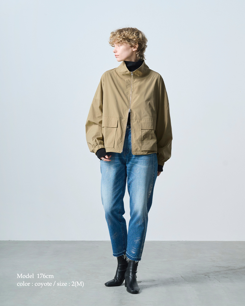 kha:ki(カーキ)ライトリップストップスタンドカラージップアップジャケット“STANDCOLLARJACKET”mil25hjk3232