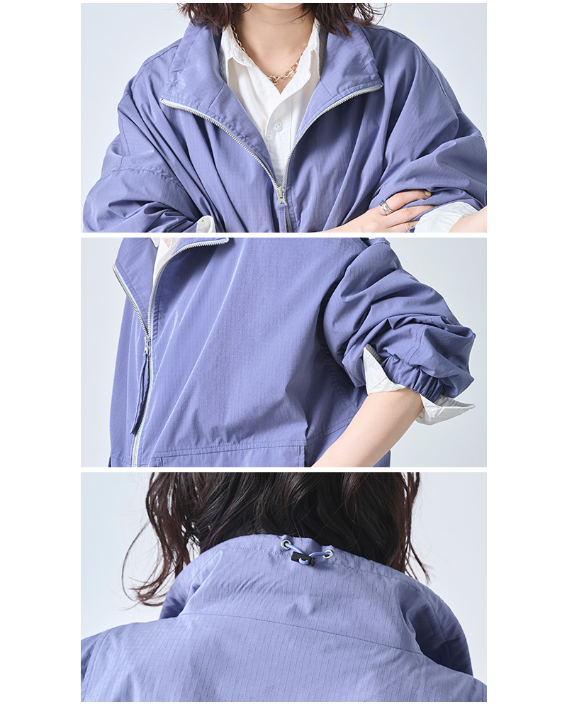 kha:ki(カーキ)ライトリップストップスタンドカラージップアップジャケット“STANDCOLLARJACKET”mil25hjk3232