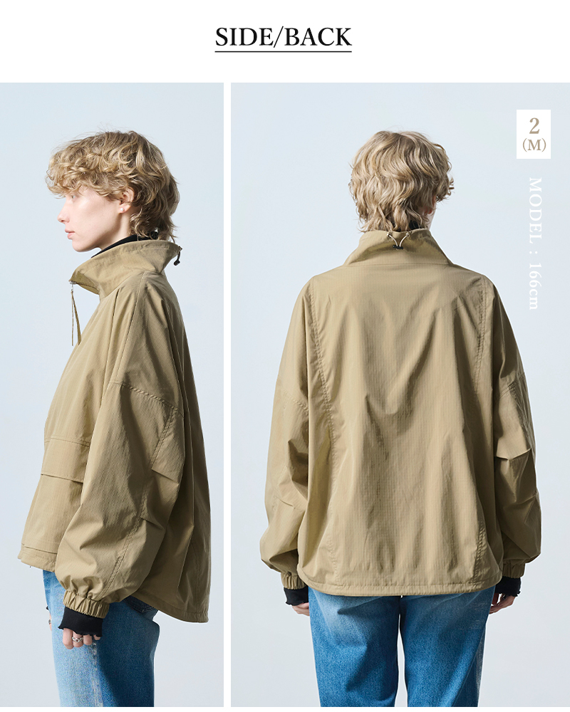kha:ki(カーキ)ライトリップストップスタンドカラージップアップジャケット“STANDCOLLARJACKET”mil25hjk3232