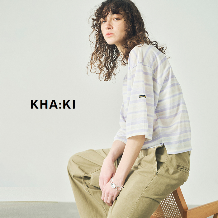 kha:ki カーキ シアー ドライタッチ マルチボーダー プル