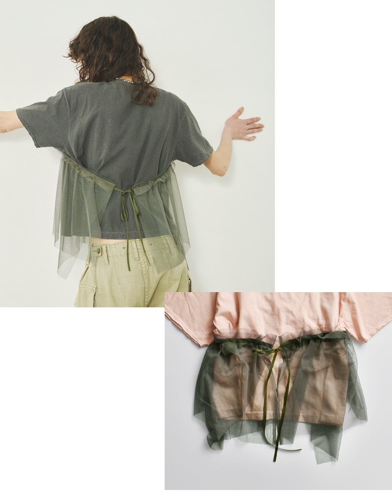 kha:ki(カーキ)コットン天竺ピグメントダイリメイクレイヤードTシャツ“REMAKELAYREDTEE”mil25scs3455