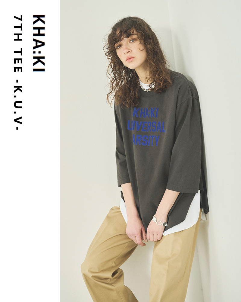 kha:ki カーキ コットン 7分袖 Tシャツ “7TH TEE -K.U.V