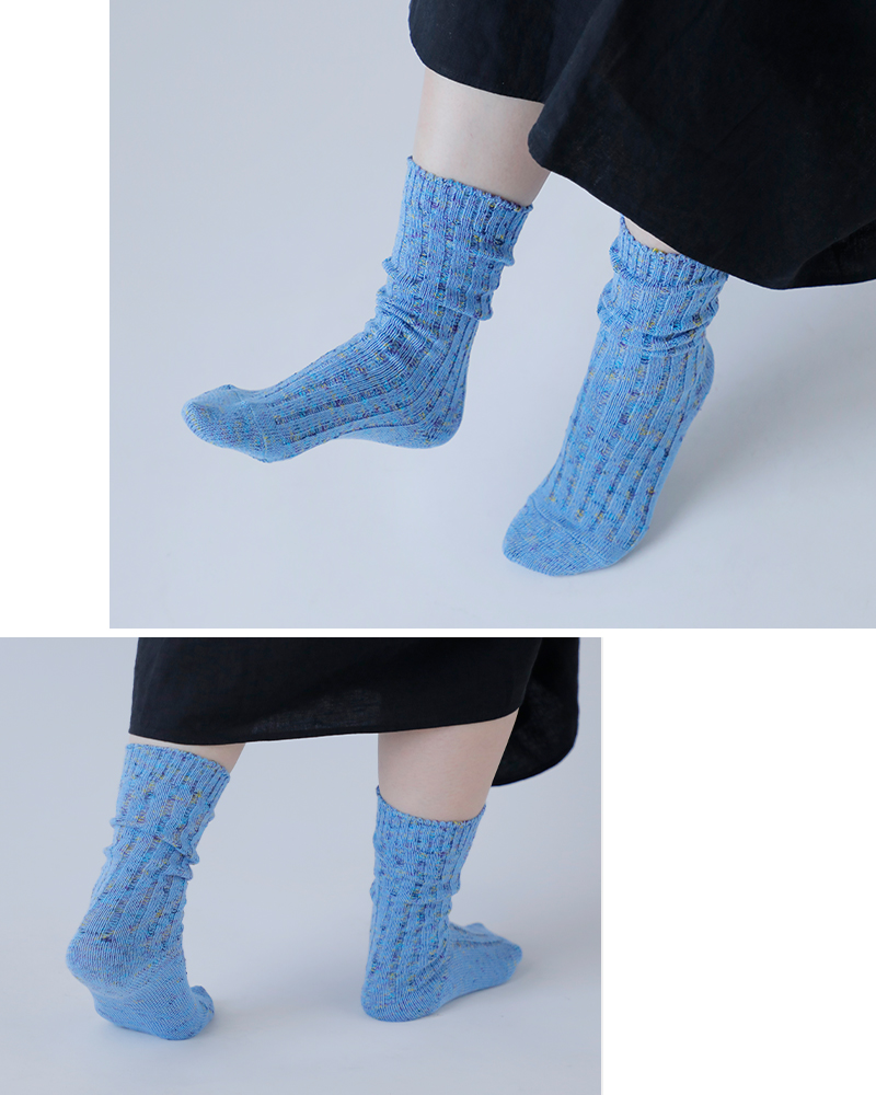 meri ja kuu(メリヤクー)コットンリブクルーソックス“KASURIrib”mj-24403-same1