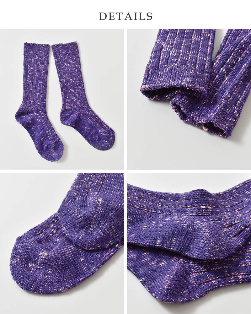 meri ja kuu(メリヤクー)コットンリブクルーソックス“KASURIrib”mj-24403-same1