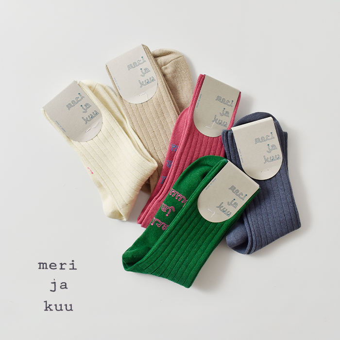 meri ja kuu(メリヤクー)コットンリネン太リブショートソックス“merkki”mj-25103