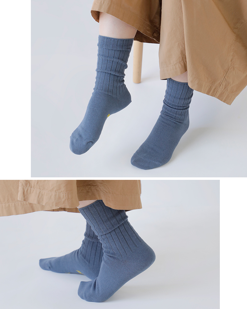 meri ja kuu(メリヤクー)コットンリネン太リブショートソックス“merkki”mj-25103