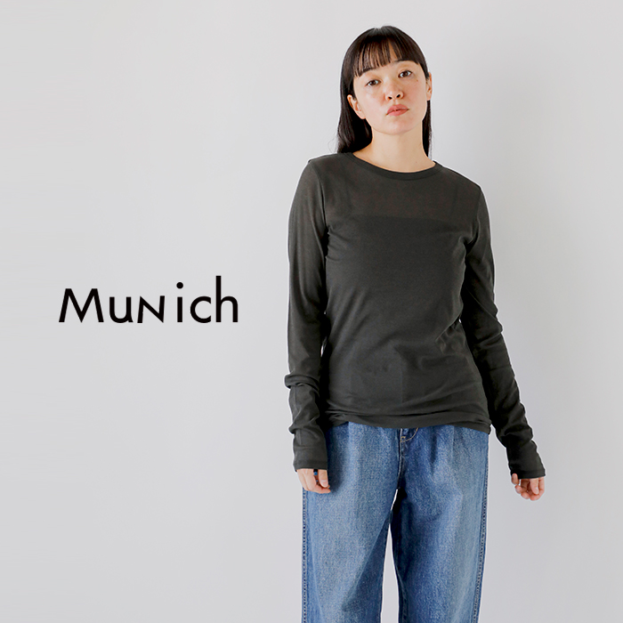 Munich(ミューニック)コットンシアーストレッチリブクルーネックプルオーバーmn242u17