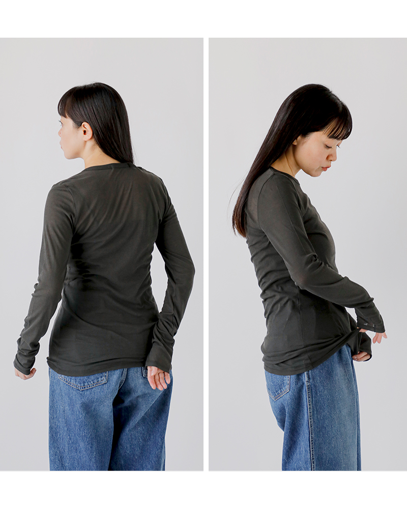 Munich(ミューニック)コットンシアーストレッチリブクルーネックプルオーバーmn242u17