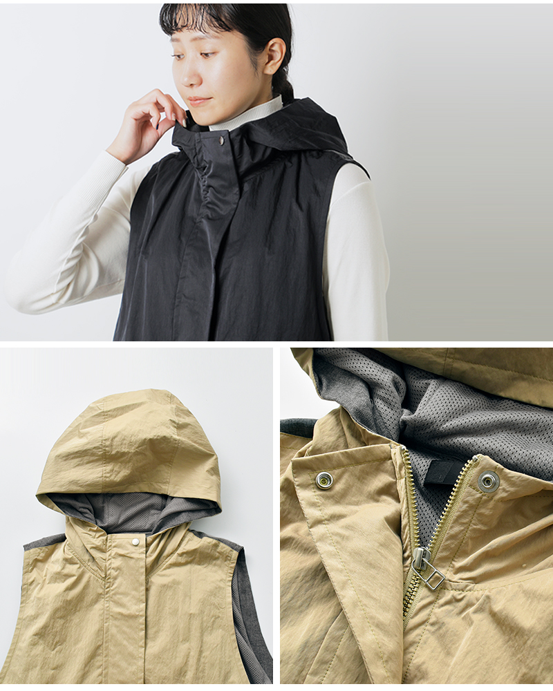 Munich(ミューニック)異素材ドッキングフーデッドジレmn252b29