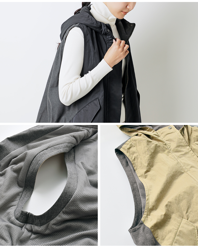 Munich(ミューニック)異素材ドッキングフーデッドジレmn252b29