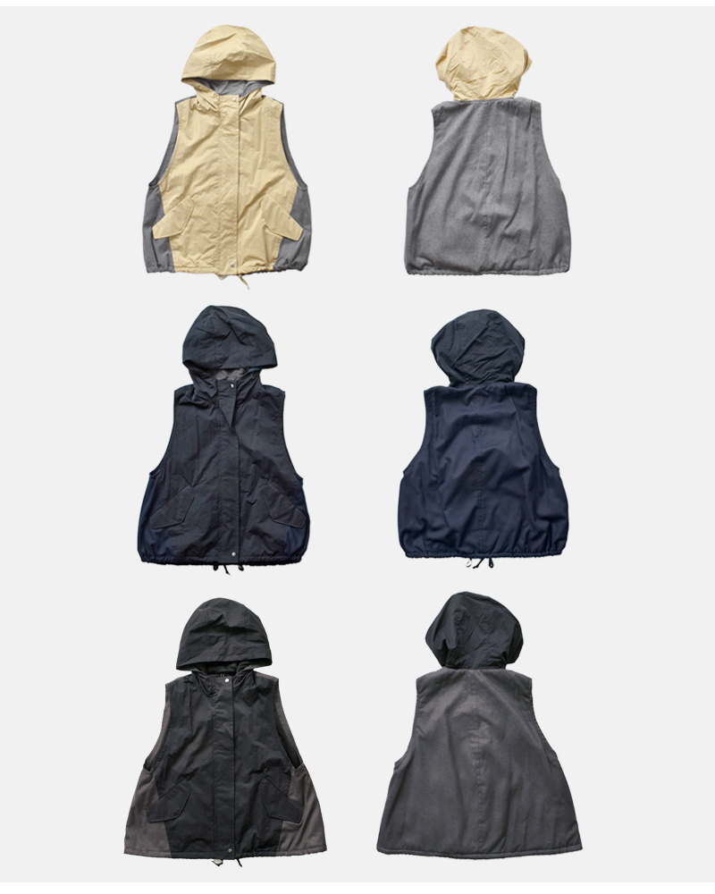 Munich(ミューニック)異素材ドッキングフーデッドジレmn252b29