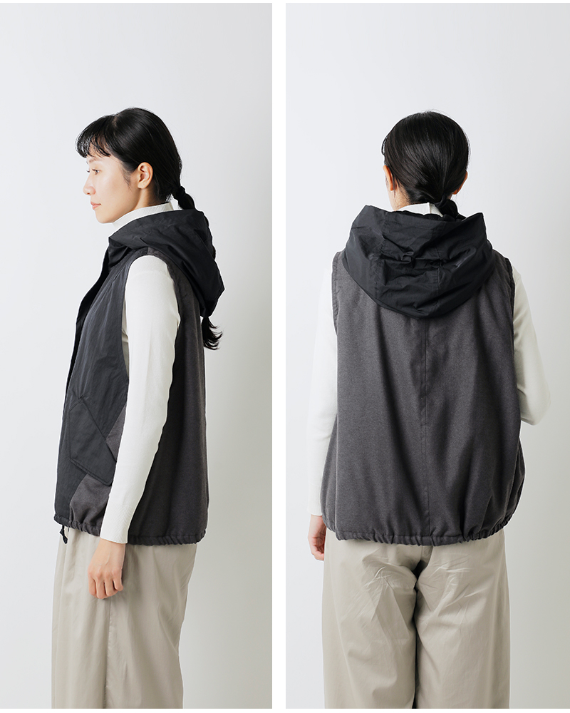 Munich(ミューニック)異素材ドッキングフーデッドジレmn252b29