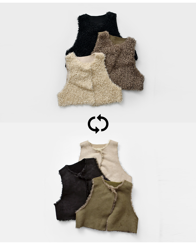 Munich(ミューニック)カーリーフェイクファーシープボアリバーシブルジレmn252b54