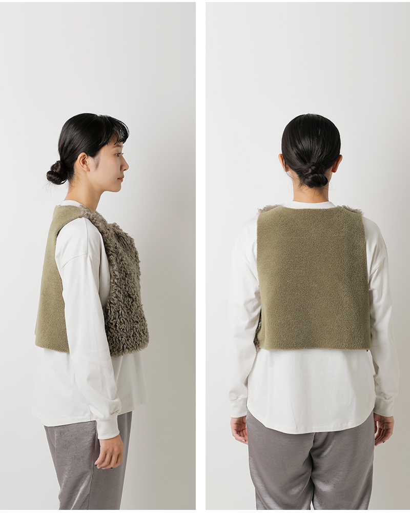 Munich(ミューニック)カーリーフェイクファーシープボアリバーシブルジレmn252b54