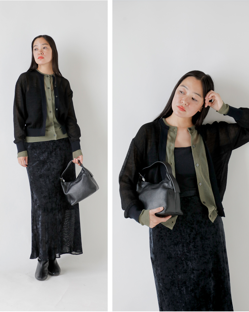 Munich(ミューニック)クレープジョーゼットニットドッキングカーディガンmn252k04