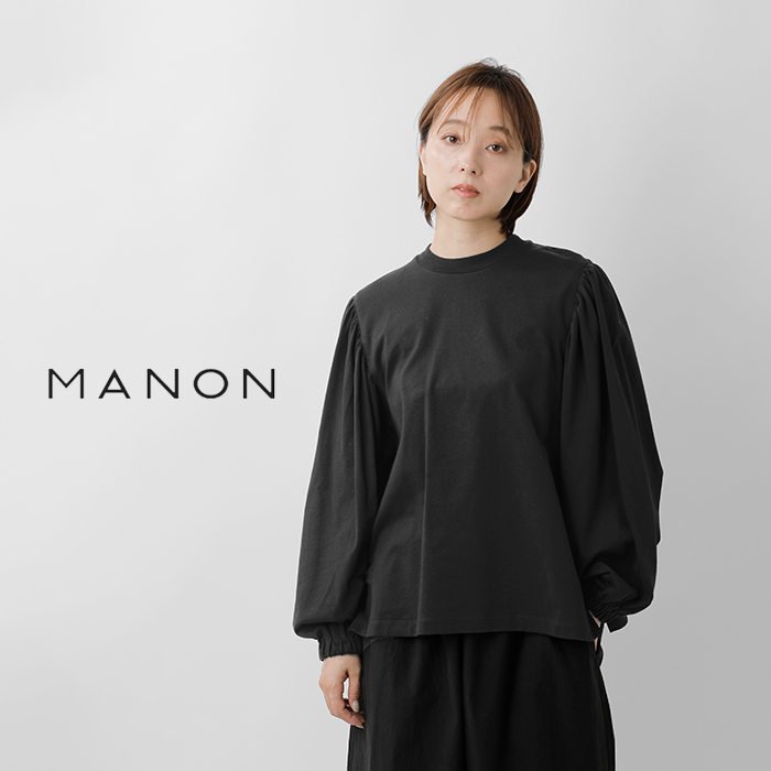 MANON(マノン)コットンギャザーロングスリーブTシャツ“GATHERSLEEVELSTEE”mnn-c-168