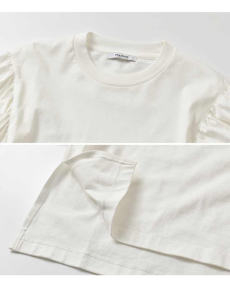 MANON(マノン)コットンギャザーロングスリーブTシャツ“GATHERSLEEVELSTEE”mnn-c-168