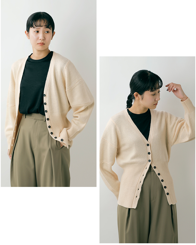 MANON(マノン)スイッチスリーブVネックカーディガン“SWITCHSLEEVEVNECKCARDIGAN”mnn-kt-043