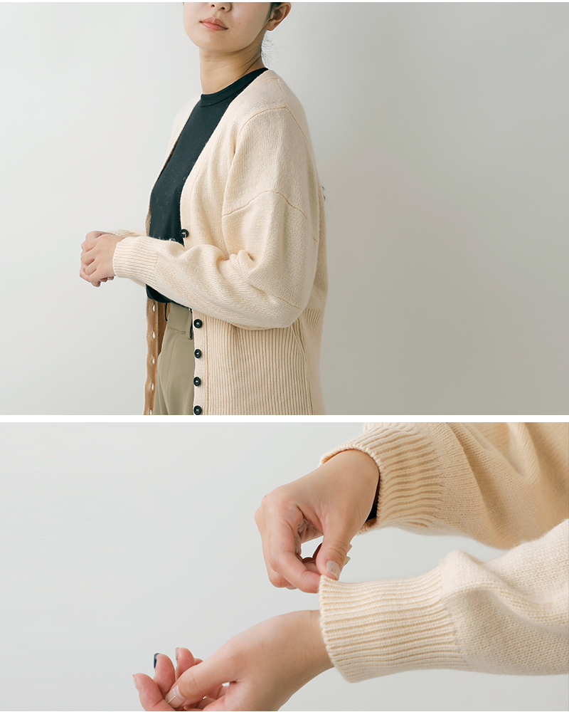 MANON(マノン)スイッチスリーブVネックカーディガン“SWITCHSLEEVEVNECKCARDIGAN”mnn-kt-043