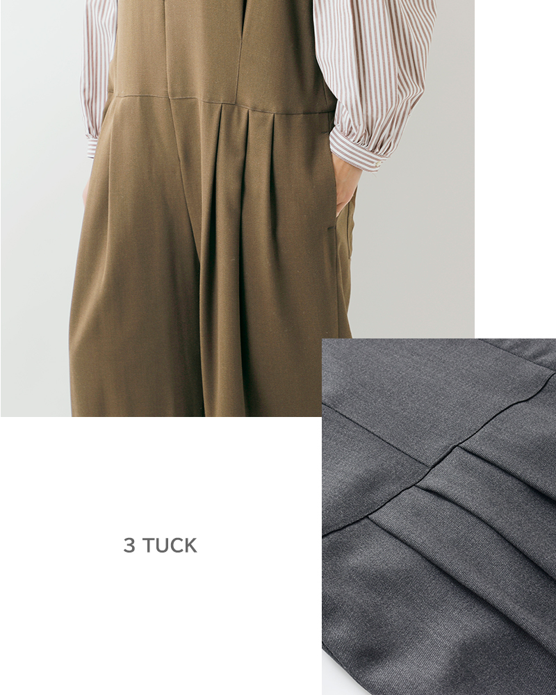 MANON(マノン)スリータックワイドサロペット“THREETUCKWIDESALOPET”mnn-op-117