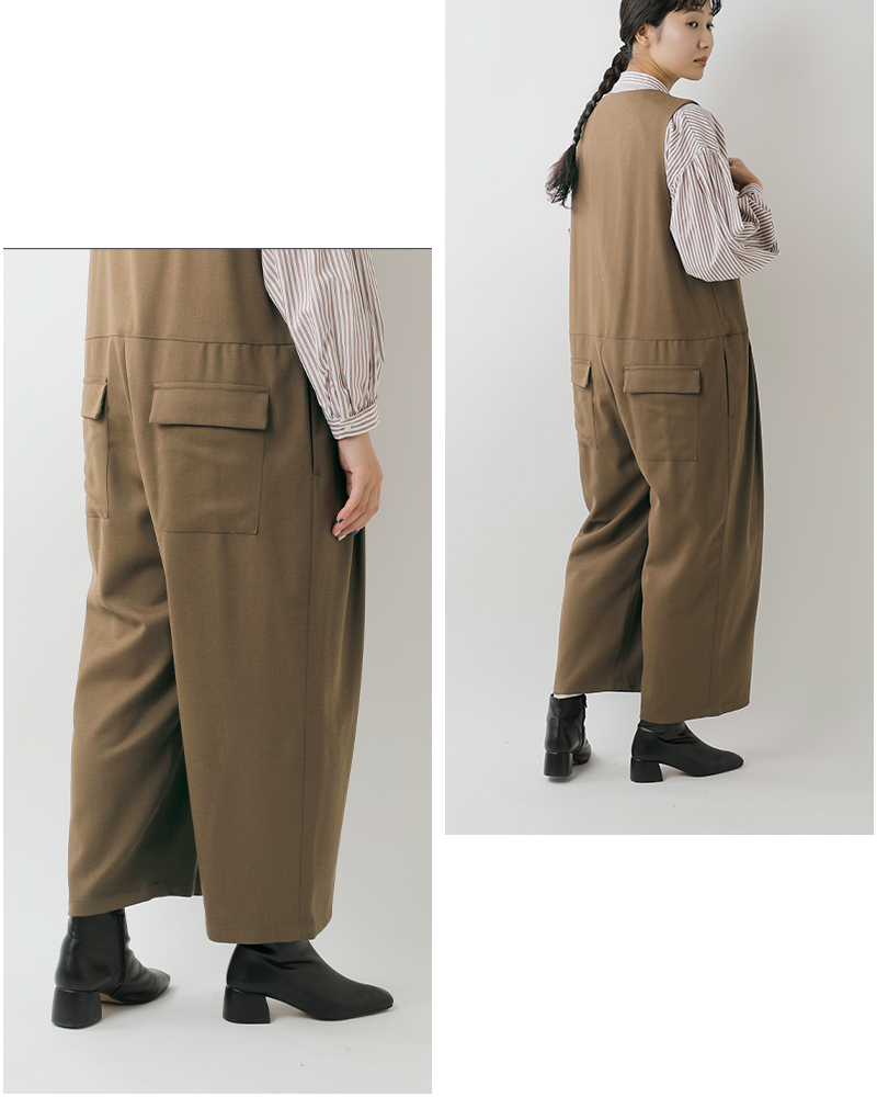 MANON(マノン)スリータックワイドサロペット“THREETUCKWIDESALOPET”mnn-op-117